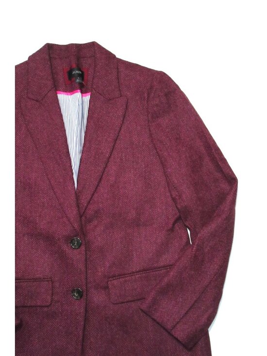 NWT J.Crew Boyfriend Blazer in Burgundy Pink Herringbone English Wool Jacket 4 - Picture 5 of 8